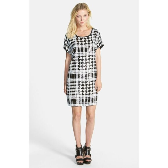 New! MICHAEL KORS Women's Sequin Black White Houndstooth Sequin Party Dress Sm - Picture 6 of 8